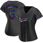 Women s 5 Freddie Freeman Los Angeles Dodgers Black Replica Holographic Alternate Jersey